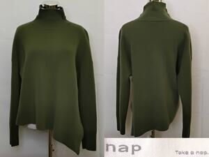 Nap Turtleneck Sweater Women's XL Green 100% Wool #J5013